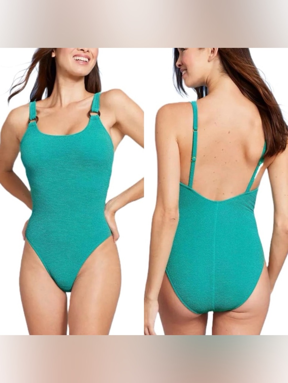 NWT Shade & Shore Teal Scoop Neck One-Piece Swimsuit size M